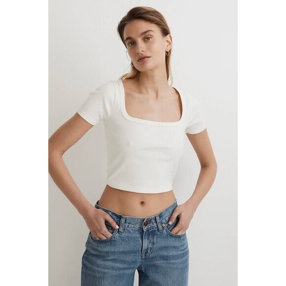 Madewell Square Neck Crop Tee in Sleekhold Lighthouse Size XL NL399 - Picture 1 of 7